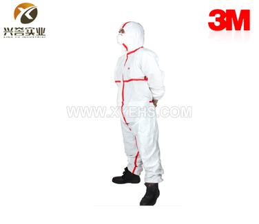 3M 4565 白色帶帽紅色膠條防護(hù)服  